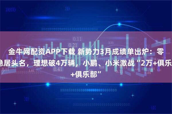 金牛网配资APP下载 新势力3月成绩单出炉：零跑稳居头名，理想破4万辆，小鹏、小米激战“2万+俱乐部”