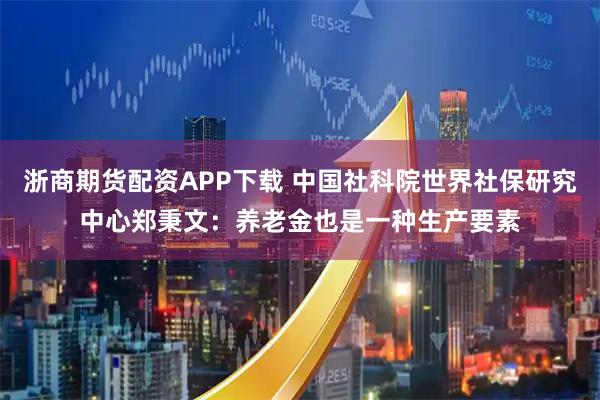 浙商期货配资APP下载 中国社科院世界社保研究中心郑秉文：养老金也是一种生产要素