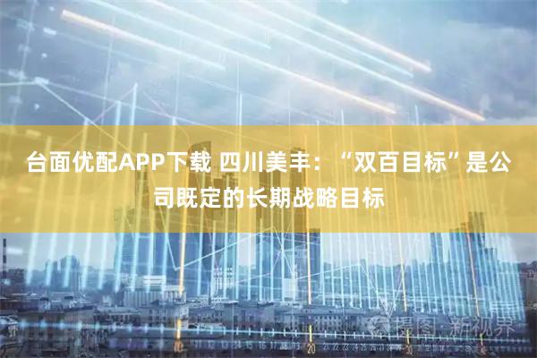 台面优配APP下载 四川美丰：“双百目标”是公司既定的长期战略目标
